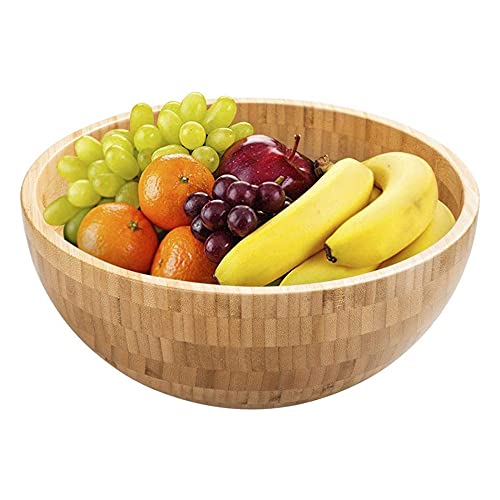 Salatschüsseln Japanischer Stil Runde Holzschalen Suppe Salat Nudeln Reis Obst Lebensmittelbehälter Tropfenbeständige Kinder Große Nudelschale Schüsseln für die Küche (Color : M)