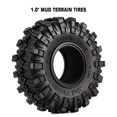 Injora 1.0 Tires-S5 Mud Terrain Crawler Tires For Trx4M Scx24 Fcx24 Ax24 Upgrade Parts, 62 * 20.5Mm,T1007 #TOP1