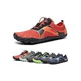 NORTIV 8 Mens Quick Dry Barefoot Aqua Shoes - Outdoor Water Shoes for Swim, Beach Sports, Fishing, Hiking, Diving, Surf, Orange/Black - 10.5 (TREKMAN-1)
