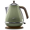 De'Longhi Toaster Icona Vintage CTOV2103.GR - 2-Schlitz-Toaster mit Brötchenaufsatz, grün & De'Longhi Wasserkocher Icona Vintage KBOV2001.GR - 1,7 l mit Wasserstandsanzeige und 360° Basis, grün