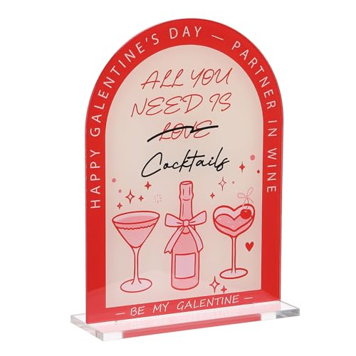 Thyle Happy Galentines Day Decorations Acrylic Table Sign 5 x 7 Inch Be My Galentine Table Decorative Sign for Ladies Friends Photo Props Topper Valentines Day Party Decor