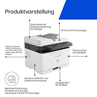 HP Color Laser MFP 179fwg Multifunktions-Farblaserdrucker, Drucken, Kopieren, Scannen, Faxen, Automatische Dokumentenzuführung, Wi-Fi, Ethernet, USB, Smart App – Ansicht 3