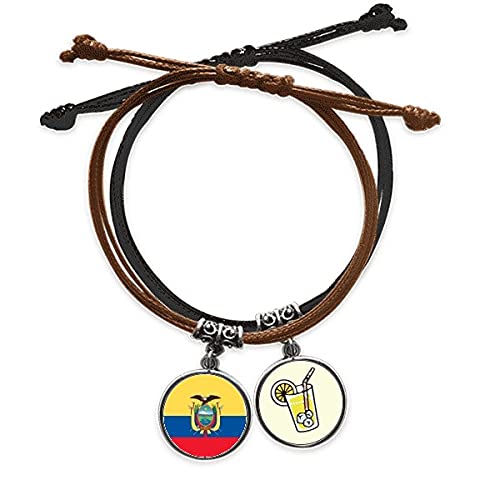 Bracelet Équateur drapeau national Amérique du Sud cordon main chaîne cuir