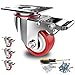 Schwerlastrollen 50mm Möbelrollen mit Sicherheitsbremsen 480Kg Räder für Möbel Gesamtkapazität Leise Lenkrollen Set Polyurethan Transportrollen ohne Spuren (4er Pack)