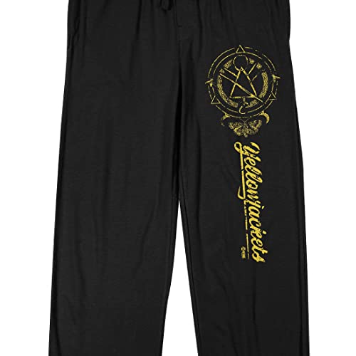 Bioworld Yellowjackets Title Symbol Men's Black Graphic Sleep Pants2