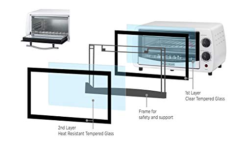 فرن تحميص بلاك آند ديكر 800 واط، سعة 9 لتر، ضبط درجة الحرارة من 90 إلى 230 درجة، شواية مزدوجة مع خاصية الحمل الحراري، باب زجاجي مزدوج للأمان مع ملحقات متعددة، للتحميص/الخبز/الشوي TRO9DG-B5