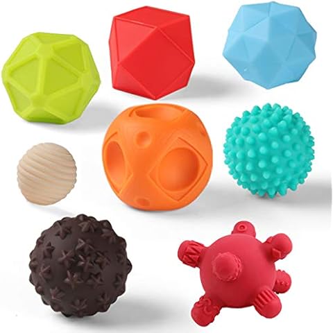 TuiVeSafu Baby Textured Sensory Ball Set Soft Squeeze Massage Balls with Bright Color and Multi Shape,Learning Early Educational Toys for 6+ Months Toddlers Boys and Girls(8PCS) Cover