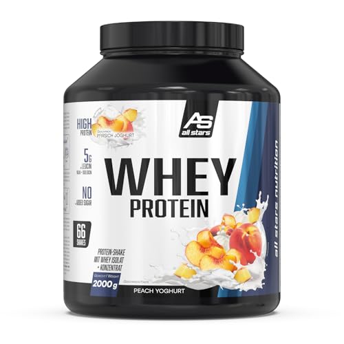 All-Stars-WHEY-PROTEIN-2000g-I-Eiweiss-Pulver-mit-Whey-Konzentrat-Isolat-I-leckeres-Low-Fat-Powder-I-hochwertiges-Protein-Pulver-I-cremiger-Protein-Shake-mit-Peach-Yoghurt-Flavour