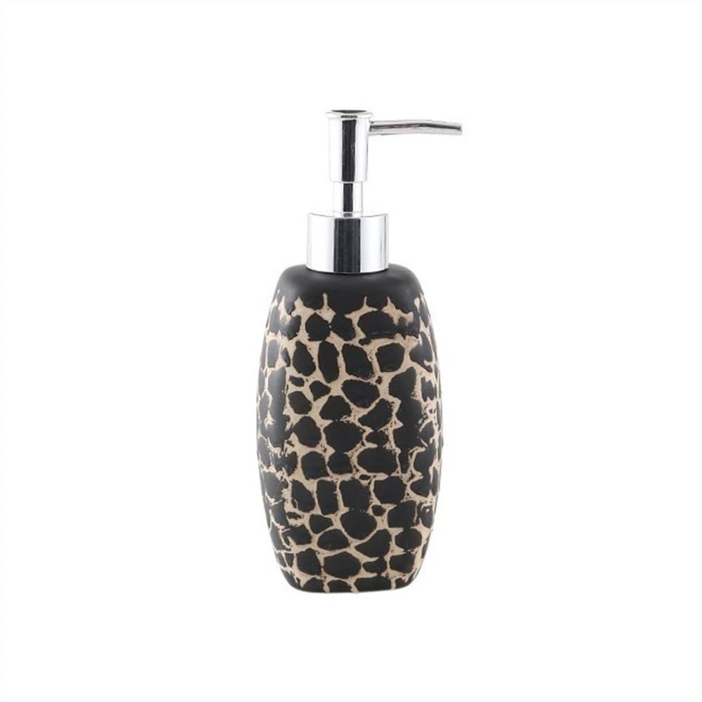 DTACBNEUZ Soap Dispenser Creative Light Luxury Ceramic Bottle Dishwashing Liquid 300ML Press Dispenser Bottle Shower Gel Bottle Lotion Bottle Bathroom Soap Dispenser(Black)