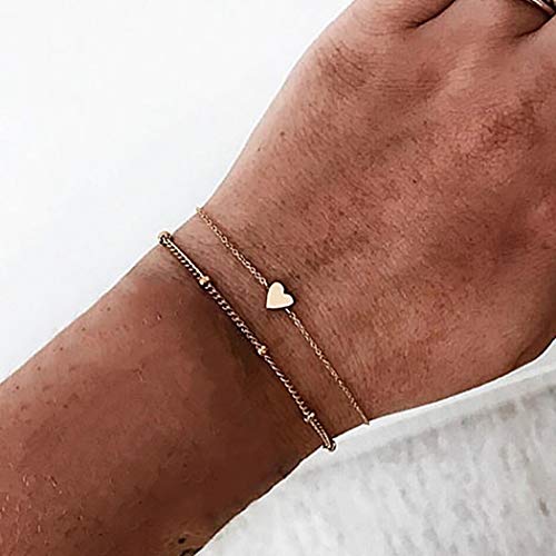 Heart Bracelets for Women Layered Beaded Bracelet for Girls Best Friends Gifts with Charm.