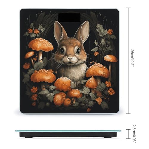 Báscula digital para baño con diseño Rabbit with Mushrooms miniatura 2