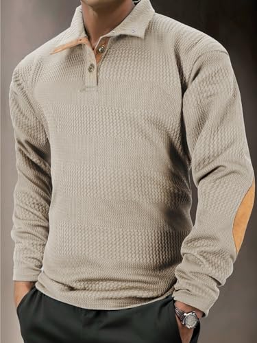Men's Casual Sweater Long Sleeve Stand Collar Button Knitted Pullover Sweaters2