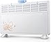 XWBD Grzejnik 1600 W / 2000 W, energooszczędny, grzejnik konwektorowy, elektryczny z termostatem, mobilny grzejnik elektryczny do pomieszczeń do 30 m² [klasa energetyczna A+],6 Windows 2000 W