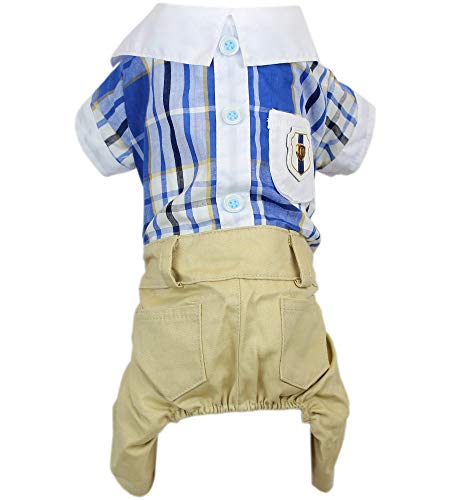 Parisian Pet Ropa para perros y gatos, traje a cuadros, azul, S Cover