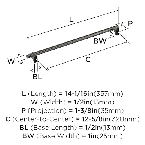 Image of Amerock Davenport 12-5 /8 inch (320mm) Center-to-Center Gunmetal Cabinet Pull, BP36698GM