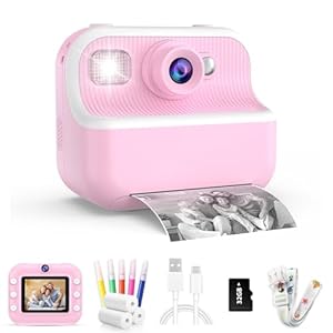 Kids Camera Instant Print,1080P HD Instant Photo Camera Christmas Birthday Gifts for Girls Age 3-12,Toddler Camera Toys for 3 4 5 6 7 8 9 10 11 Year Old Girls Boys Pink