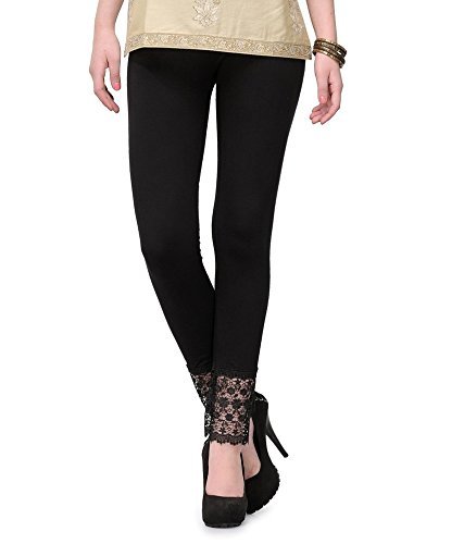 Women's Stretch Fit Cotton Leggings (Lace Leggings_Black_Standard)-image-10
