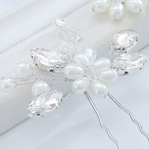 Jakawin 20200728001 Bride Wedding Pearl Hair Pins Flower Hair Piece Rhinestone Bridal Hair Accessories thumb #5