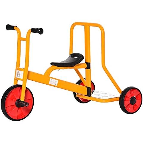 HOMCOM Kinderdreirad Dreirad mit Rückenlehne Plattform Fahrrad für Kinder 3-5 Jahre Kinderfahrzeug mit großen Rädern Stahl PP-Kunststoff Mehrfarbig 101 x 58 x 63 cm Cover