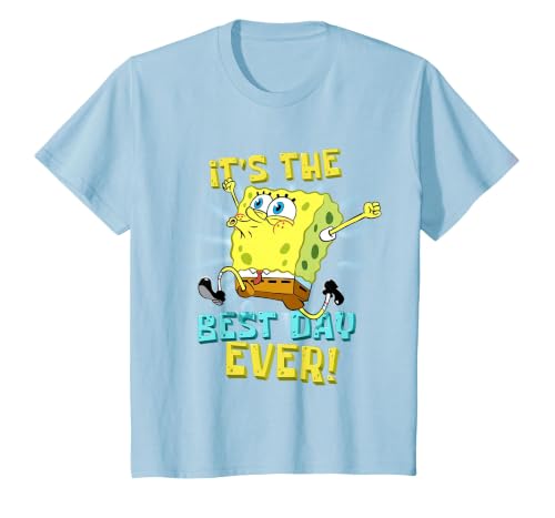 Spongebob It's The Best Day Ever! Birthday Kids Spongebob T-Shirt, Youth, Baby Blue, Large