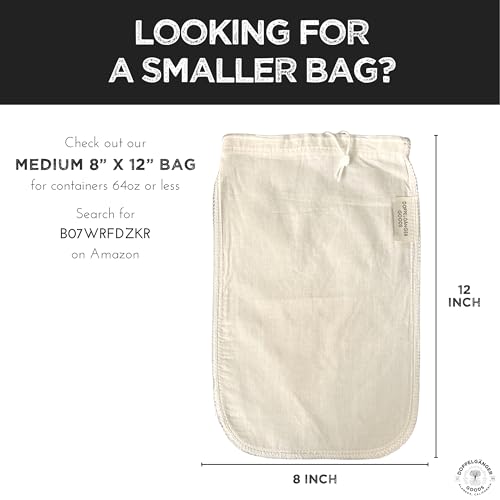 Doppelganger Goods (2 Pack) Organic Cotton Cold Brew Coffee Bags & Filter - Extra Large 12 x12 Reusable Designed in California Fine Mesh Iced Maker Nut Milk for Pitchers or Mason Jars