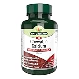 Natures Aid Chewable Calcium 400mg with Vitamin D3 – Supports Bones, Teeth & Immunity – High Strength, Vegan, Non-GMO, Gluten-Free, Natural Supplement – 60 Lemon Flavoured Tablets