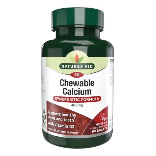 Natures Aid Chewable Calcium 400mg with Vitamin D3 Supplement – 60 Tablets