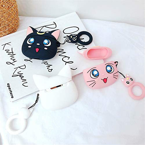 Jowhep Case For Airpod Pro 2019/Pro 2 Gen 2022 Cartoon Design Cute Silicone Cover With Keychain Funny Soft Protective Skin For Air Pods Pro Girls Boys Kawaii Shell Cases For Airpods Pro Black Luna Cat #TOP3