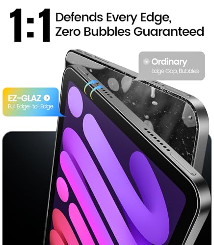 Image of EZ-GLAZ-2 Pack for iPad Mini 8.3 Inch Screen Protector [Mini 7 A17 Pro 7th Gen 2024 & Mini 6th Gen 2021], Military-Grade Shatterproof, 9H+ Tempered Glass with Installation Box, Anti-Scratch, Apple Pencil Compatible, HD Clarity, Bubble Free