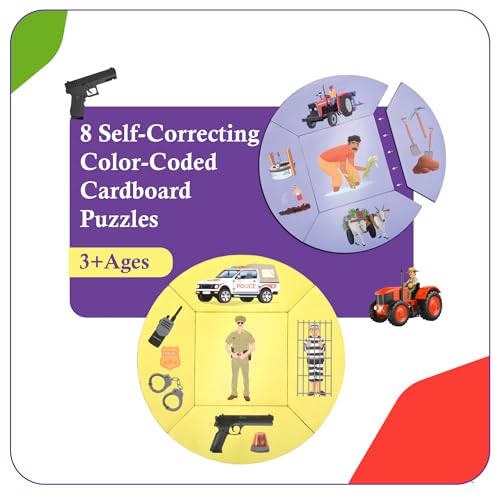Image of Social Workers Jigsaw Puzzle for Kids | 8 Self-Correcting Color-Coded Cardboard Puzzles | Fun & Educational Game with 4 Activities | Learning Puzzle for Kids Ages 3+ | Perfect for Gifting