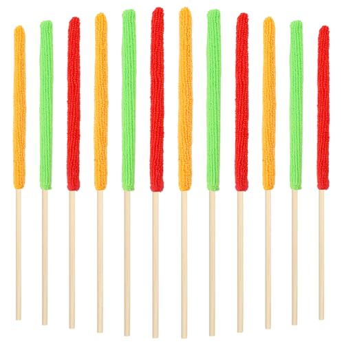 12 Stück Mikrofaser-Mini-Detail-Staubwedelstäbchen: Mehrfarbig, waschbarer Polyester-Kopf + Fugendüse – Ideal für Zuhause, Autofenster & kleinste Räume, Universal-Reinigungsbürste