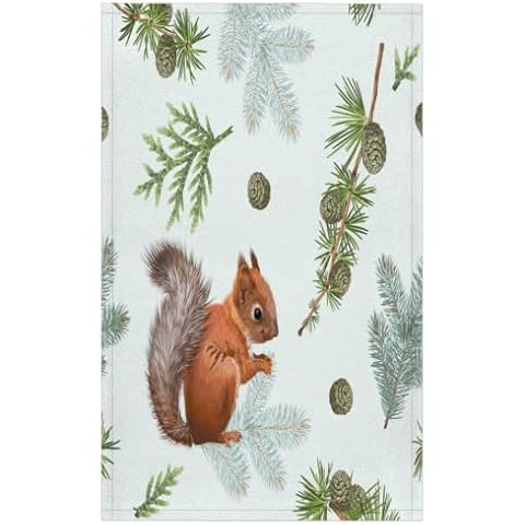 Kitchen Towel Forest Tree Winter Squirrel,Dish Towels for Kitchen Set of 4,Ultra Soft Microfiber Absorbent Tea Towel for Bathroom Kitchen Home Supplies,18*28 Cover