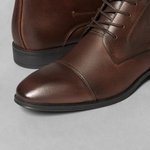 Image of Holy dove Mens Dress Boots Leather Oxford Chukka Boots | Hi-Poly insole,non-slip rubber outsole, business formal, ankle-high chukka Oxford style