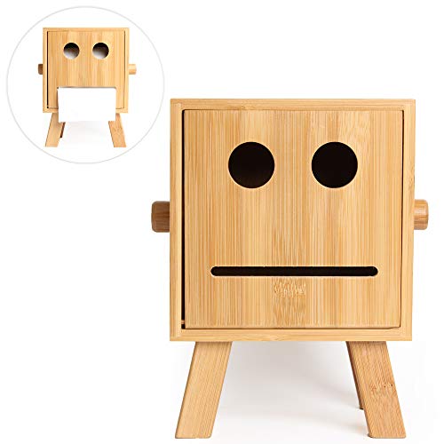 HoroM Toilet Paper Holder Creative Robot Style Bamboo Bathroom Tissue Box Cover