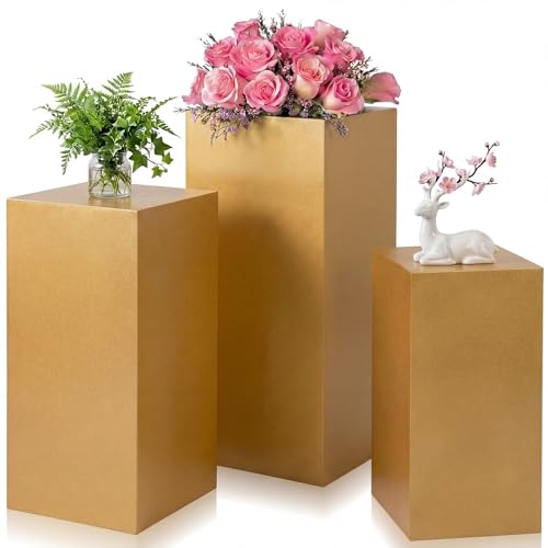 Zonon 3 Pcs Square Pedestal Stands for Party, Metal Display