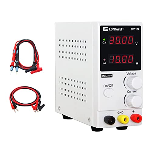 DC Power Supply Variable 30V 10A, 4-Digital LED Display, Precision Adjustable Regulated Switching Power Supply Digital with Alligator Leads US Power CordÂ 