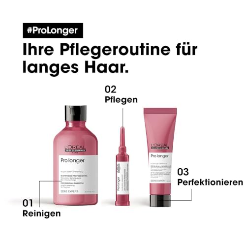 L'Oréal Professionnel Stärkendes Haarshampoo für langes und dünnes Haar, Mit Filler A-100 & Aminosäuren, Serie Expert, Pro Longer Shampoo, 300 ml