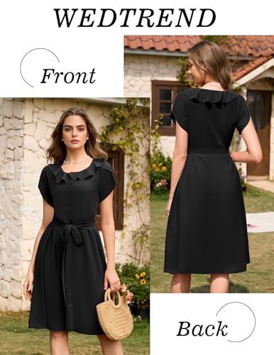 Image of Wedtrend Women's Vintage Dresses with Pocket Midi Retro Cocktail Dress Tea Party Church 1950s Dresses for Women