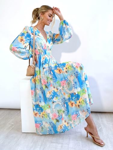 Image of Maxigerui Women's Long Sleeve Floral Maxi Dress 2026 Spring Summer Wedding Guest Dress