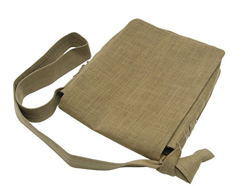 ハセガワ 古の紬 頭陀袋 ズダ袋 和服 作務衣に ショルダーバッグ 中 カーキ