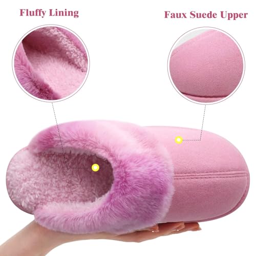 Image of jiajiale Women's Memory Foam Slippers Ladies Slip On Arch Support Suede Scuff Slipper Cozy Fuzzy Faux Fur Winter House Shoes Indoor Outdoor