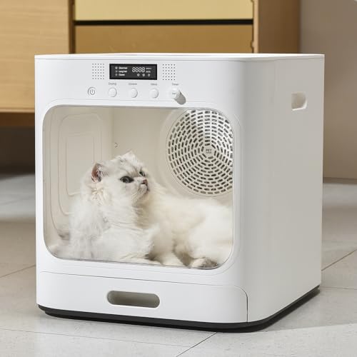 PET MARVEL Pet Dryer Box, Automatic Blow Dryer for Cat and Small Dog Hair, Smart Homothermal Temperature Control 360 Nature Wind Drying 60L Capacity