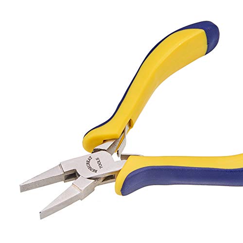 BENECREAT 5 Inch Flat Nose Pliers with Comfort Rubber Grip for Jewelry Making