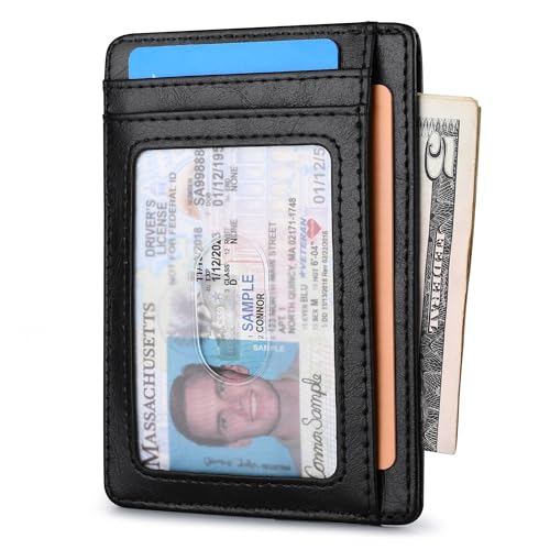 image for Buffway Slim Minimalist Front Pocket RFID Blocking Leather Wallets for