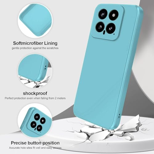 Image of DIZORO Compatible with Mi Xiaomi 14 5G Back Cover with Upgraded Square Edges for Camera Protection Shockproof Flexible Matte Liquid Silicone Mobile Phone Case (Mint)