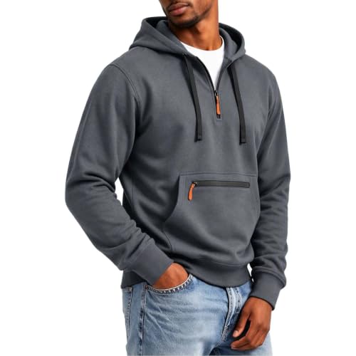 Mens Zip Up Hoodie Hooded Quarter Zip Pullover Sweatshirt with Pockets - image 6