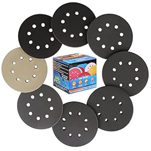 80Pcs Wet Dry Sanding Discs 5 Inch 8 Hole with 1Pcs Hook and Loop Pad Orbital Sander Sandpaper Pads 220/400/600/800/1000…