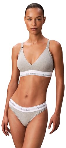 Calvin Klein Women's Icon Cotton Modal Maternity Lightly Lined Triangle Bralette, Grey Heather, Medium