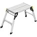 Produktbild DURHAND Arbeitsplatform, Trittleiter mit Sicherheitsriegel, klappbare Haushaltsleiter mit 2 Stufen, Klappleiter, Trittbank bis 150 KG Belastbar, Tritthocker aus Aluminiumlegierung, Silber