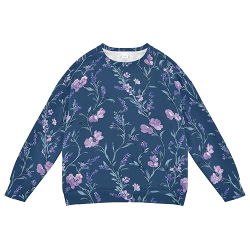 JUNZAN Flowers Lavender Freesia Navy Blue Little Kids Hoodie Sweatshirt Fleece Kids Hoodies Boys Sports 4T